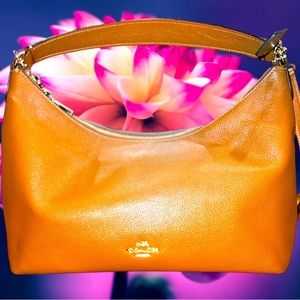 Coach New York East/West Celeste Convertible In Pebble Saddle Leather Hobo Bag